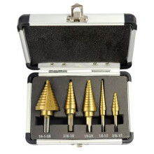 Step Drill Bit-HSS Step Bit with Two Straight Flutes,50 Sizes From 3/16In to 1-3/8In,Unibit for Electricians & DIY 5PCS