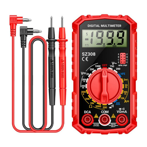 SZ308 Digital Multimeter Voltage Resistance Meter AC/ Current Meter Electrician LCD Backlight Ohm Square Wave Test A