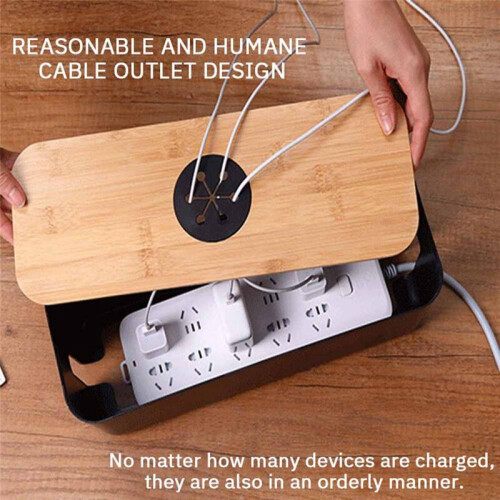 Cable Storage Box Desktop Charging Cable Data Cable Storage Device Plug Socket Cable Management Device Black 1
