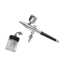 0.3mm Siphon Feed Dual-Action Airbrush Kit Set Spray Tool with 7cc & 22cc Fluid Cup for Art Painting Nail