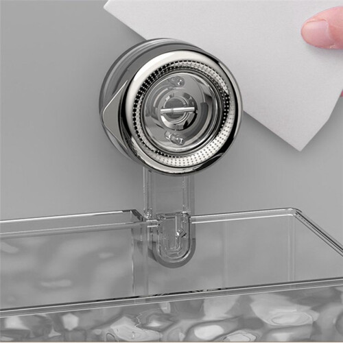No-Drill, Light Luxury Style Glacier Pattern Suction Cup Shelf,Bathroom Shower Organizer Gray Long Style 2