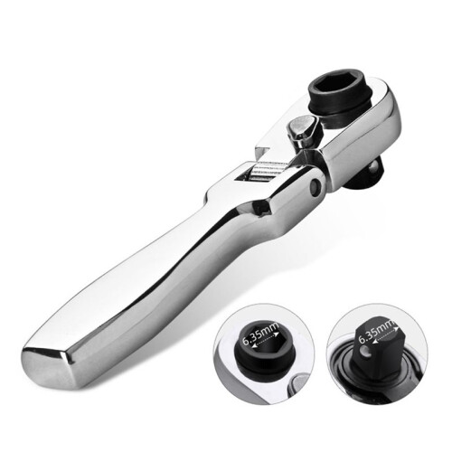 2 in 1 Flat Handle Ratchet Wrench 1/4 Double Ended 72 Teeth Quick Spanner Tool Screwdriver Socket Bit DIY Repair Tool 1