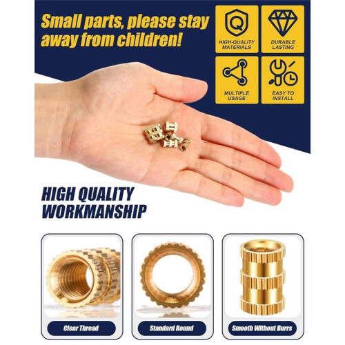 1000Pcs Threaded Inserts Brass Knurled Nuts Heat Set Insert Tool for Plastic Parts 3D Printing Injection Molding Press 1
