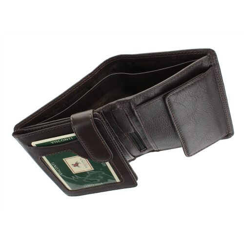 VISCONTI Heritage Collection Brixton Bi-Fold Leather Wallet RFID Blocking HT11 Chocolate 1