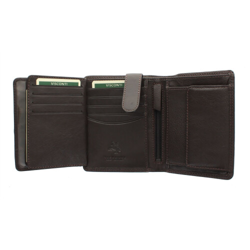 VISCONTI Heritage Collection Brixton Bi-Fold Leather Wallet RFID Blocking HT11 Chocolate 2