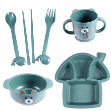 1Set Kinder-Essgeschirr Set Mit Essbesteck, Grün, Für