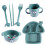 1Set Kinder-Essgeschirr Set Mit Essbesteck, Grün, Für 1