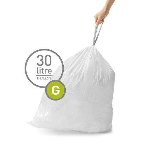 simplehuman CW0257 code G Custom Fit Bin Liner Bulk Pack, White Plastic (3 Pack of 20, Total 60 Liners) 2