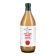Mr Organic - Organic Apple Cider Vinegar 1L - Raw, Unfiltered & Unpasteurised - With the Mother - Made from 100% Organic Apples - Can be Used for Dre
