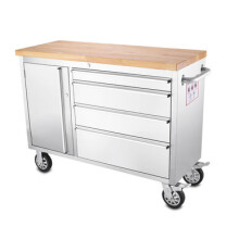 48" Stainless Steel 4 Drawer Tool Cabinet & Workbench