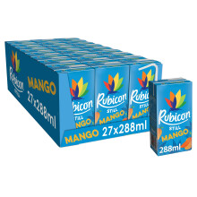 Rubicon Still Mango Juice - Made with Real Handpicked Fruit Mango - Bold and Intense Tropical Juice Drink - Multipack Fruit Juice Cartons - 27 x 288ml