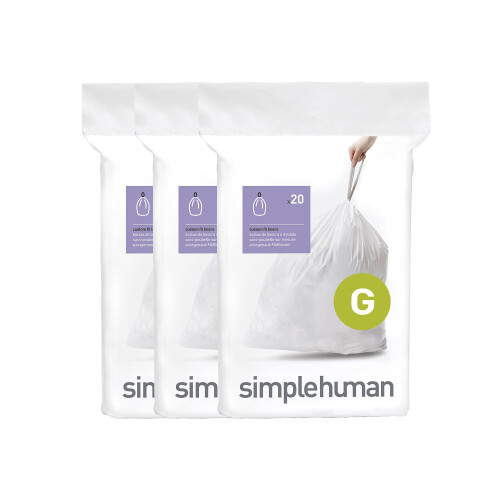 simplehuman CW0257 code G Custom Fit Bin Liner, White Plastic