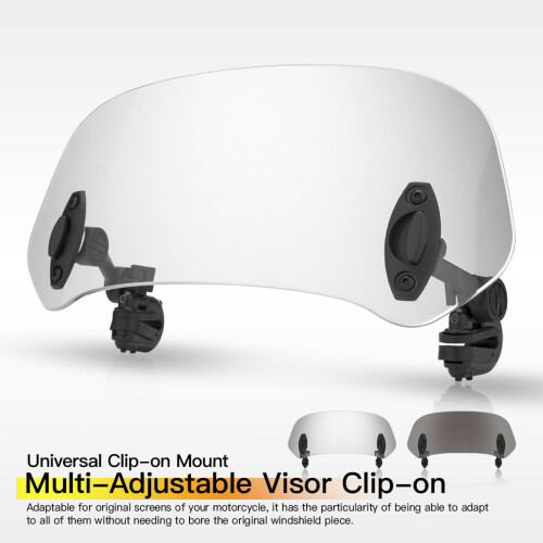 Universal Motorcycle Wind Deflector 28.511cm Smoke Gray Adjustable Clip On 1