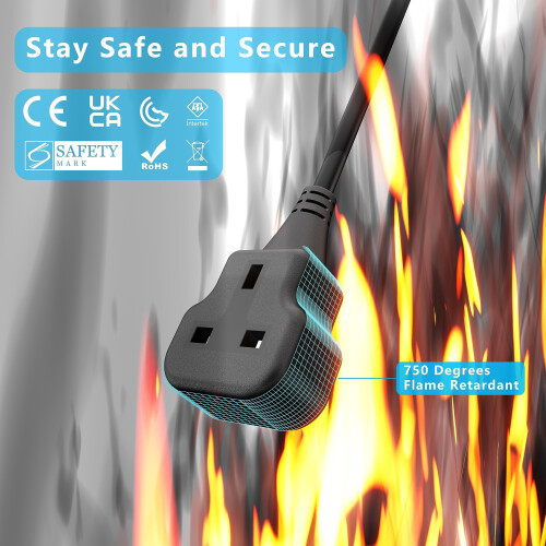 1 Meter Short Extension Lead Single Plug Socket Power Cable 13 Amp Extension Cord Electrical Socket Black 1