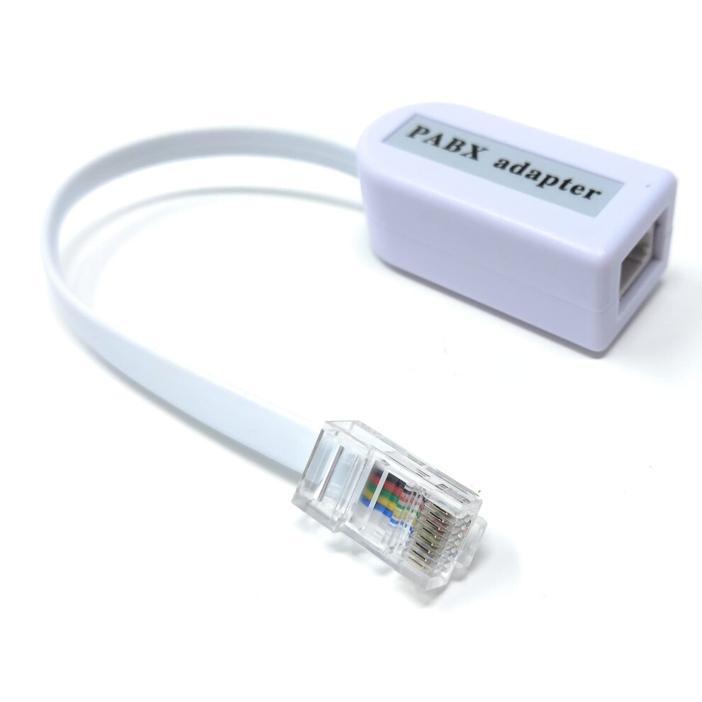 Bt Socket To Rj45 Plug Pabx (6P6c) Leaded Telephone Cable Adapter, White Drut