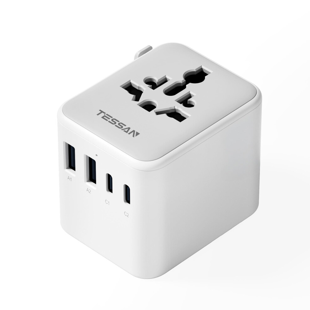 Tessan Universal Travel Adapter Worldwide With 2 Usb C And 2 Usb A Ports, Universal Plug Adaptor Uk To World, International Adapter For Eu, Usa, Uk, 5005122272446