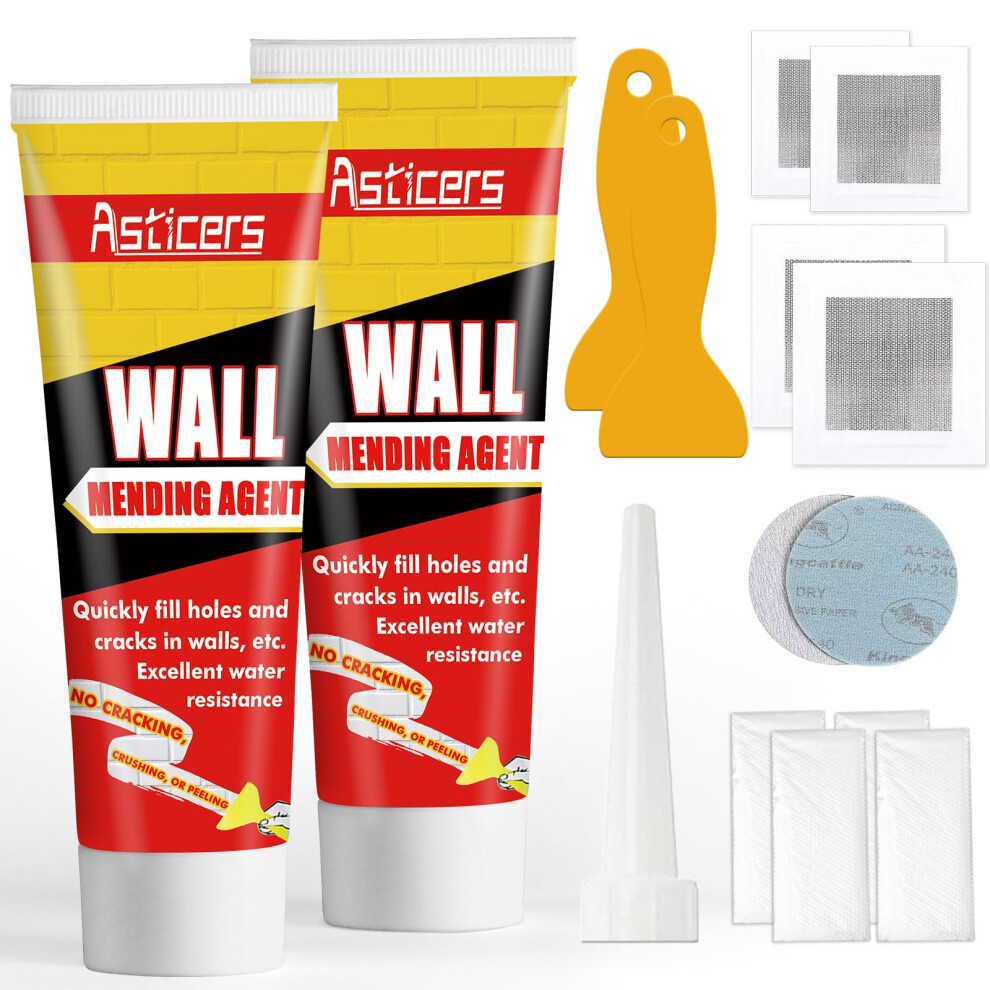 Asticers Wall Filler Kit, Waterproof Filler For Walls, Safemend Wall Mending Agent With Scraper To Fill The Cracks And Plaster Surface, High Strength Plaster