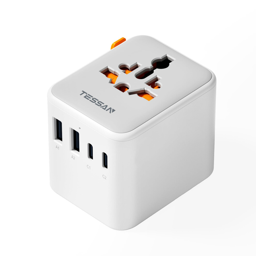 Tessan Universal Travel Adapter, Travel Plug Adapter Worldwide With 1 Universal Ac Outlet 4 Usb Ports (2 Usb C), International Plug Adaptor For Uk To 60082206