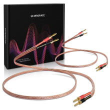 WOWLED 2 Pack 13AWG Speaker Cable with Banana Plug, (1.5m / 4.9FT) 1 Pair HiFi Speaker Cable with Gold-Plated Banana Plugs, Male to Male Audio Cable