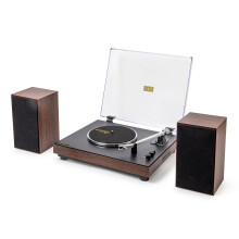 Roxel VRP-120 Turntable & Bookshelf Speakers | 33/45 RPM Vinyl Record Player Stereo System | Walnut Finish Hi-Fi Set with Bluetooth, AUX, RCA & Built