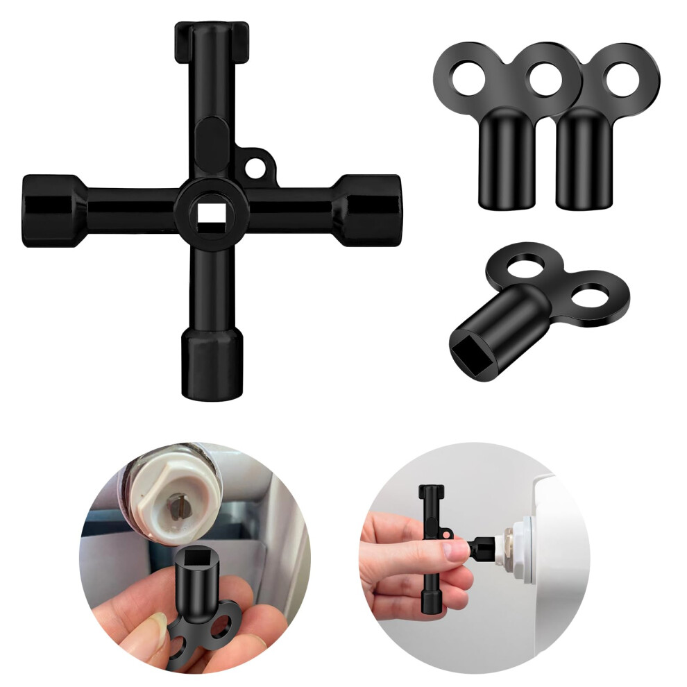 Flintronic 4Pcs Radiator Bleed Key, 4-In-1 Metal Utility Key, Gas Meter Box Key For Bleeding Radiators/Air Vent, Electric Box Key For Bleeding/Air Ve 35898269