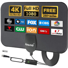 TV Aerial Indoor 250+ Miles Long Range, 4K Digital TV Aerial for Freeview TV,TV Antenna with Signal Booster and 5M Cable -for Local Channels