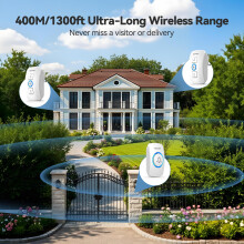 TECKNET Wireless Doorbell  IP65 Waterproof Twin Door bell Plug in Wire