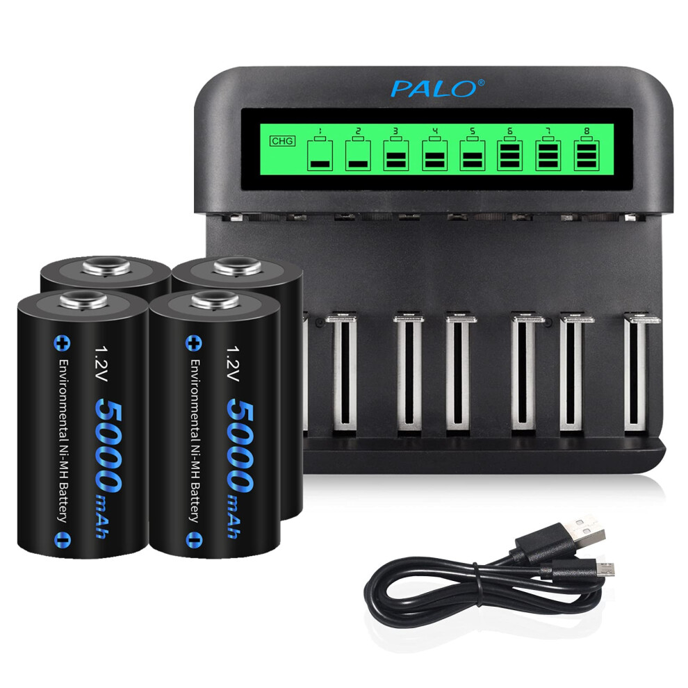 Photos - Battery CITYORK LCD Charger Set- For AA AAA C D Rechargeable Batteries Ni-MH/Ni-Cd Rechargeable-Batteries - with Ni-MH C 500