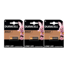 3 x Duracell MN27 27A A27 8LR732 (3 Blister Packs of 1 Battery) 3 Batteries