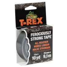 T Rex Ferociously Strong Waterproof Duct Tape Silver Grey | Heavy Duty Strong Adhesive Gaffer, Gaffa, Cloth for Indoor/Outdoor Repair 25mm x 9.1m