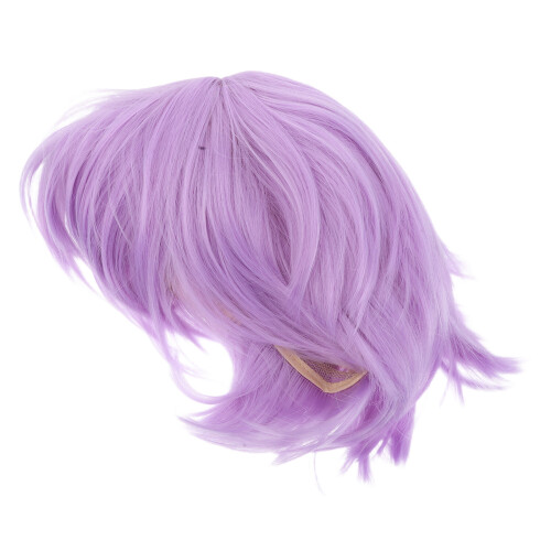 3Pièces Perruques Bob Courtes Violet Spiky Cosplay Unisexe