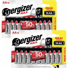 32 x Energizer Max AA Alkaline Batteries | 1.5V Mercury-Free & Leak Resistant | Longer Lasting Power & Better Performance | 10 Year Shelf Life, Pack