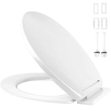 Ram White Soft Close Toilet Seat with Quick Release for Easy Clean Loo Toilet Seat with Adjustable Hinges Standard O Shape Toilet Seat