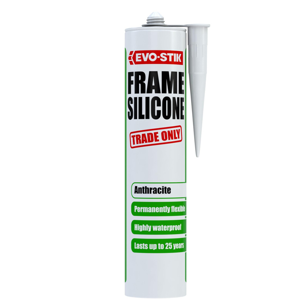 Evo-Stik Frame Silicone Sealant Anthracite - 290Ml - Ideal For Door And Window Frames - Highly Waterproof - Permanently Flexible 5051226898341