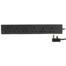Pro Elec - Extension Lead, 6 Socket, 3 Metres (Black)