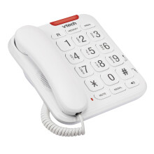 VTech CL1100 Corded Landline House Phone with Big Button, Visual Ring Indicator, Speed Dial, Handsfree Speakerphone, No AC Power Needed, Hearing