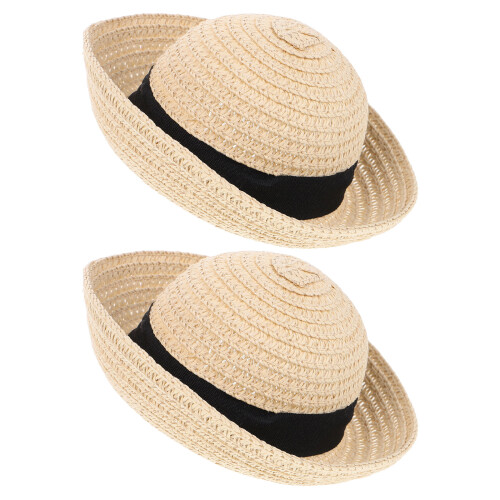 4Pcs Tiny Straw Hats for Dolls Lightweight Craft Decorations 2