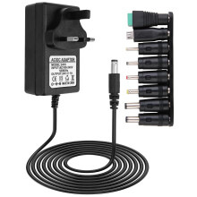 24V 1A Power Supply Adapter UK 100-240v 50/60hz AC to DC with 8 Replacement Tip Universal 5.5x2.1mm Multi Plug Charger for Household Electronics LED