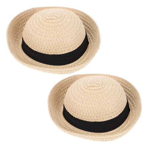 4Pcs Tiny Straw Hats for Dolls Lightweight Craft Decorations 1