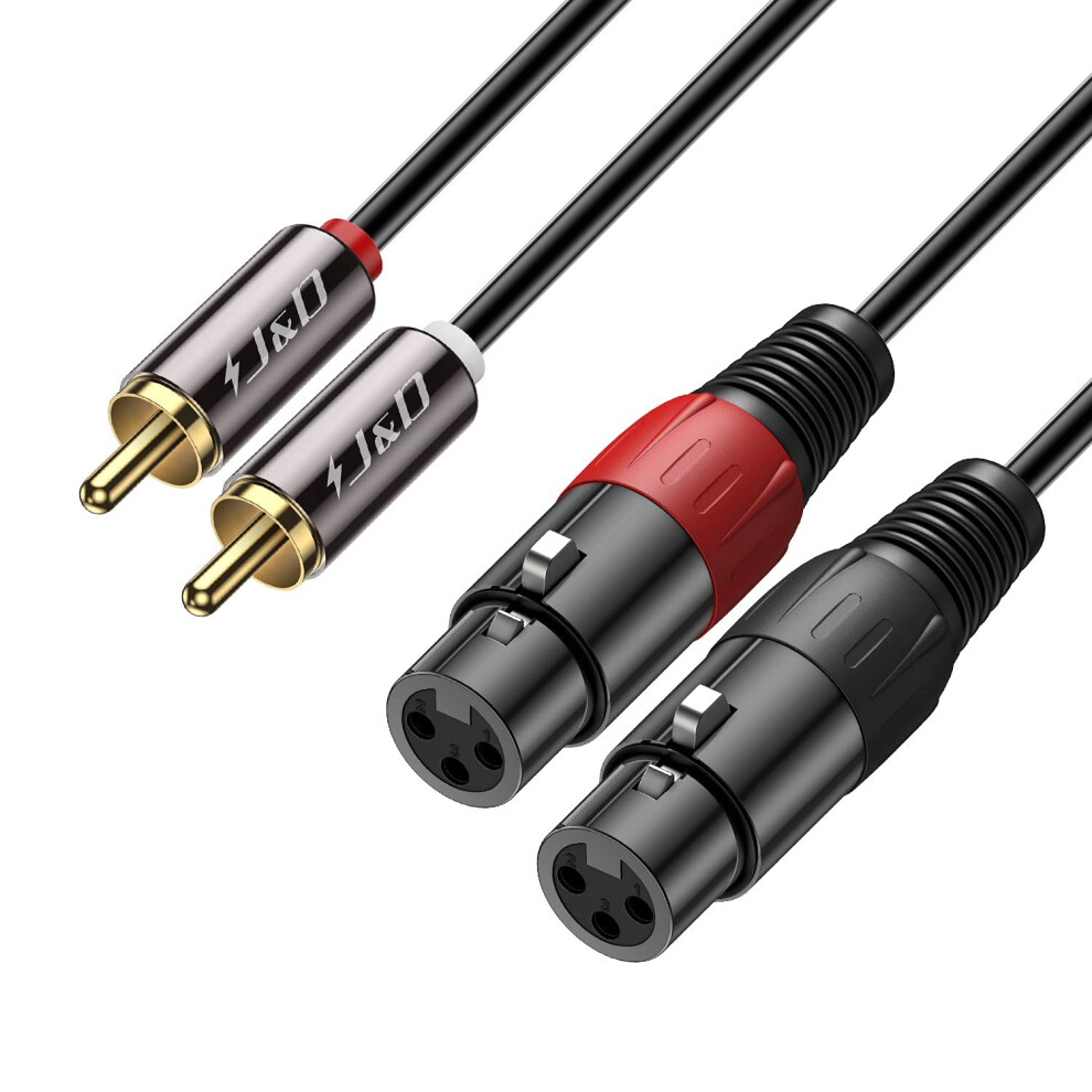J&D 2 Rca To 2 Xlr Cable, Pvc Shelled Unbalanced Dual Xlr Female To Dual Rca Male Hifi Audio Stereo Audio Interconnect Cable For Speaker Condenser Mi 5000749267349