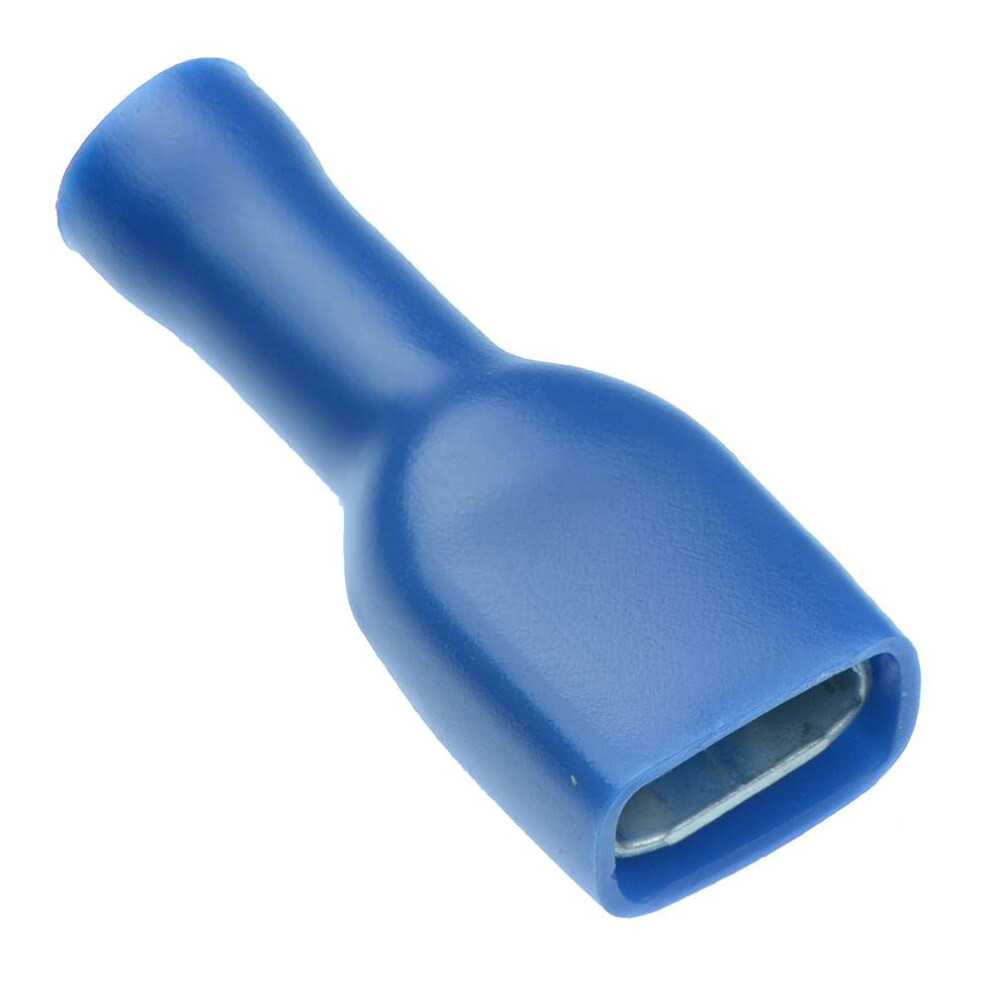 100 X Blue 6.3Mm Female Fully Insulated Crimp Spade Connector 14-16Awg Wire Cable Electrical 5051226891960