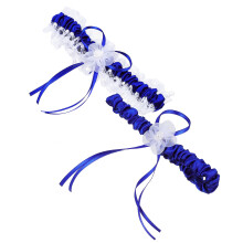 2Sets Durable Blue Lace Bow Thigh Rings Bridal Wedding Garters