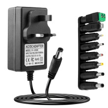 Universal 12V 3A Power Supply Cable AC Adapter with 8 DC Plug Connectors 100-240V 50-60Hz 36W Charger to DC 12Volt 3Amps Power Cord 12V 2.5A 2A 1.5A