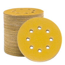 STEBRUAM 100pcs 125mm sanding discs, Sanding Discs Pads for Random Orbital Sander pads and All Oscillating Tools, yellow sanding discs 125mm Hook and