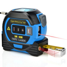 Fitdays 3-in-1 Laser Tape Measure with Cross Line Level - Digital Laser Measurement Tool 131ft/40m, Auto-Leveling LCD Display, in/ft/m Units | 16ft/5