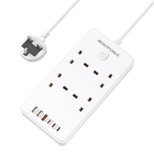 Extension Lead with 6 USB Slots (PD20W/QC3.0), 4 Way Surge Protected Extension Lead 1.5M with Switch, Wall Mounted Multi Plug Power Strip for Home Be