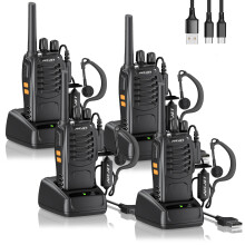JUCJET BF-88E Walkie Talkies PMR446, 16CH with Earpieces, 4 Pack