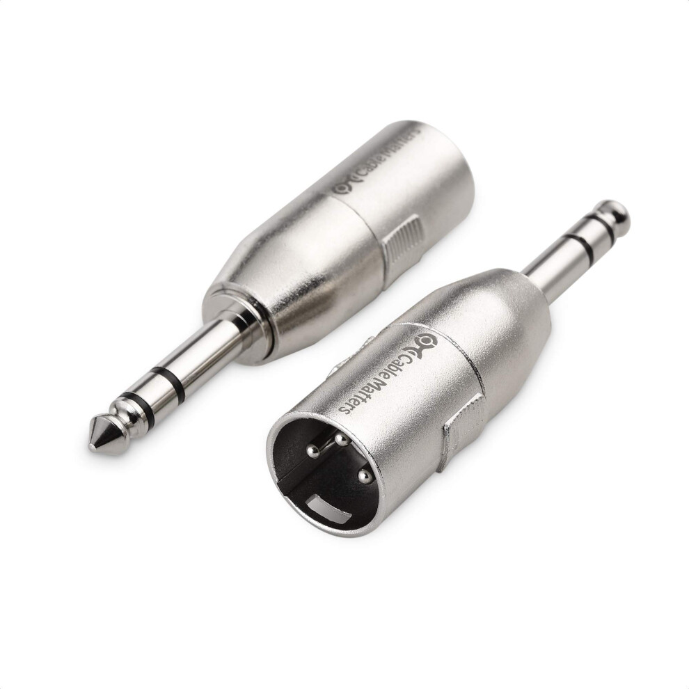 Cable Matters 2-Pack Jack To Xlr Adapter 1/4 Inch 6.35Mm Trs To Xlr Adapter - Male To Male