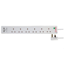 Pro Elec PEL00112 6 Way 2 USB Surge Protected Extension Lead, 1 m, White