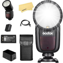 Godox V1-C Round Head Camera Flash for Canon Flash Speedlight Speedlite Light,76Ws 2.4G TTL1/8000 HSS,480 Full Power Shots,1.5s Recycle Time,2600mAh